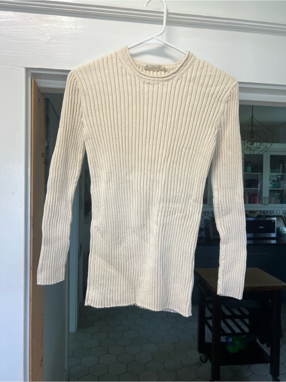 Everlane Cream Ribbed Crewneck Sweater